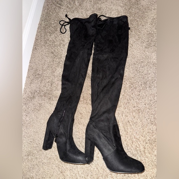Shoes - Black Suede Women's Knee-High Boots